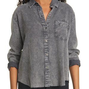 NWT Rails Ingrid Raw Hem Chambray Shirt Black Acid Wash- Large